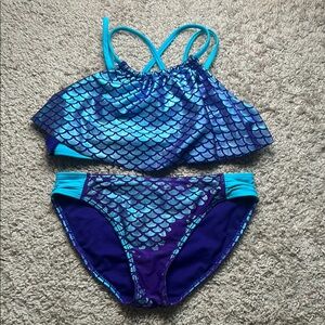 Blue Mermaid Scale Kids Bikini